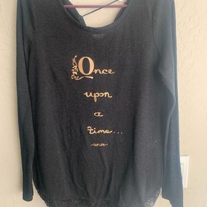Black with gold Disney shirt, medium size, long sleeves with open back